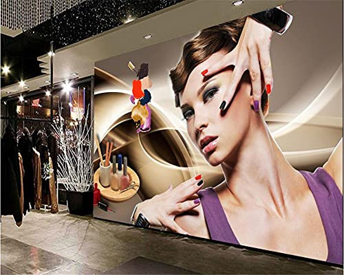MUMUWUSG Fototapete Selbstklebende 3D Effekt Braun Streifen Frau Make-Up 3D Tapete Wandtapete Art Poster Wohnzimmer Kinderzimmer Tv Hintergrund Wanddeko Wandbilder 140X70Cm