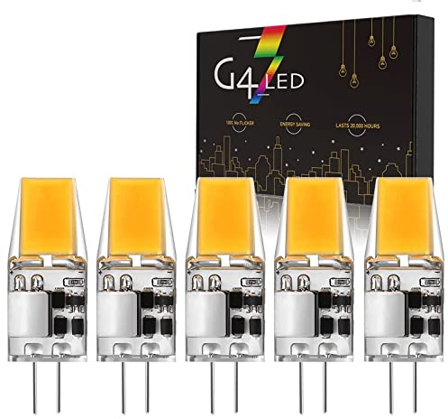 Hsientpe G4 LED Lampen,5W LED Birnen ersetzt 50W Halogenlampen,500LM, Warmweiß 3000K,12V AC/DC Glühlampen Kein Flackern Nicht Dimmbar,5er Pack