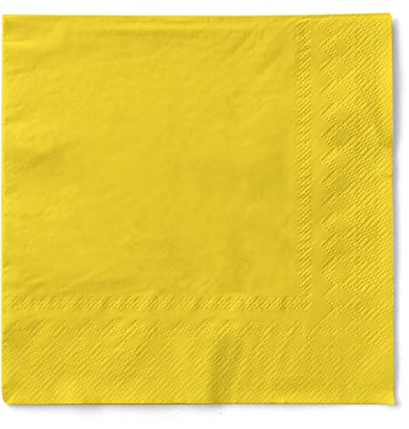 Tissue Serviette 3-lagig saugstark Ideal für Partys Feste und Gastronomie 33 x 33 cm 100 Stück Farbe gelb