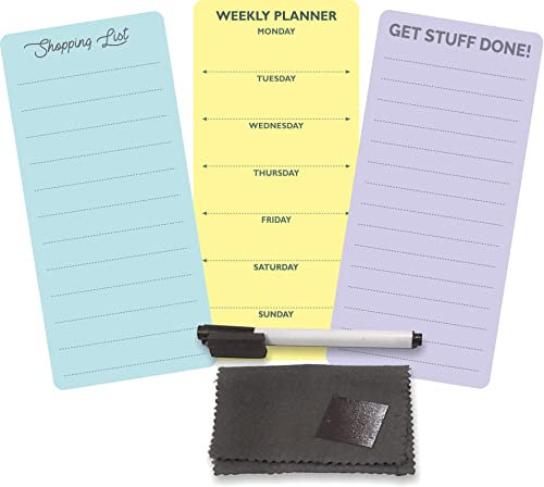 XOXOMags - Mini imán para nevera, pizarra planificadora de borrado y escritura, para tareas diarias y semanales, planificador de comidas, organizador, listas de verificación de compras para el hogar y