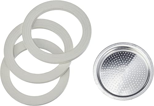 eacommerce Set 3 Guarnizioni + filtro di ricambio per Caffettiera Moka (Set 3 Guarnizioni + Filtro, 6 Tazze)