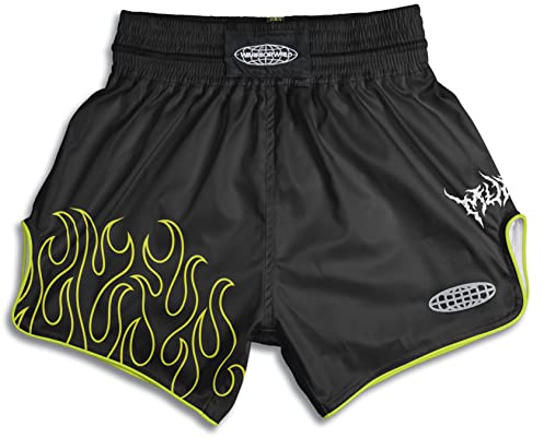 WARRIORWRLD Muay Thai Shorts - HYPR FLX Muay Thai Shorts für Damen und Herren Atmungsaktive und leichte Shorts für Kampf, Feuerflamme, X-Groß