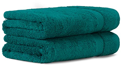Luckytowel Handtücher Set 50x100 cm 100% Baumwolle, Handtuch-Set 2er Pack Petrol
