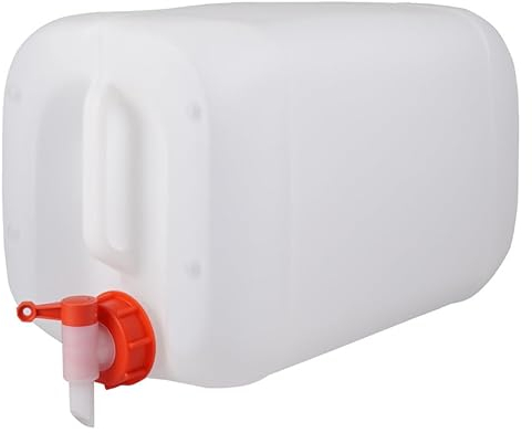 Jerrycanshop – Bidón de plástico de 25 l con grifo – Bidón para líquidos peligrosos, agua y alimentos – Bidón de las Naciones Unidas – 25 litros – Plástico (HDPE) – Libre de BPA – Naturell