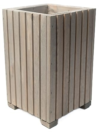 BOGATECO Jardinera de Madera | Maceta 40 x 25 x 25 cm | Para Hierbas en Hogar, Jardín, Balcón, Terraza | Con Inserto de Plástico | Impregnada | Gris