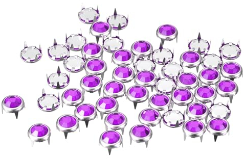 sourcing map 50 Stück Lila Facettenförmige Strass-Nieten, 8 mm, für DIY-Lederhandwerk, Kleidung, Tasche, Gürtel