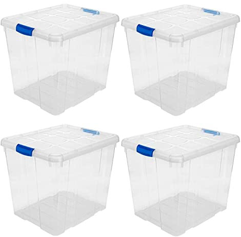 Acan Tradineur - Pack de 4 Cajas de Almacenamiento - Fabricado en plástico - Contenedor para almacenar juguetes, Libros, ropa, mantas - N.º 17-42,2 x 35 x 35 cm - 35 Litros