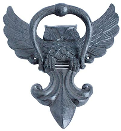 Ringklopfer aus Gusseisen, Türklopfer im Vintage-Stil, Eulenklopfer für die Haustür, Eulen-Griff-Ziehring, lustiger Gartenzaun, großer Ring aus Gusseisen