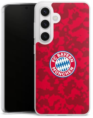 Silikon Hülle kompatibel mit Samsung Galaxy S 24 Case transparent Handyhülle FC Bayern München Camouflage FCB