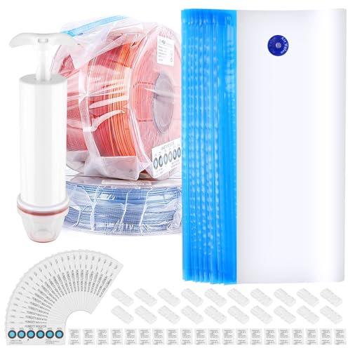 20 PCS Filament Storage Sacs à Vide Transparents 34 x 30cm, 1 Pompe Manuelle, 25 Cartes d'indicateurs d'humidité, 20 Clips d'étanchéité, 20 Déshydratants