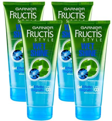 Fructis Style Gel Wet&Shine: Fissaggio Forte, Brillantezza a Lunga Durata con Estratto di Bambù, Formato da 200ml (4 Unità)