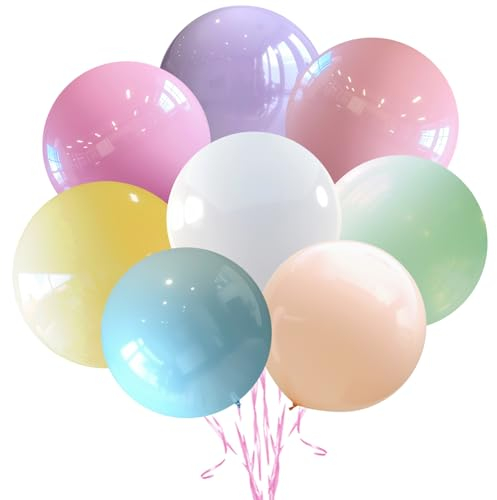 Rishafowg 8 Stück 36 Zoll große Pastellballons, große runde mehrfarbige Latexballons Riesenballons für Geburtstag, Hochzeit, Party, Festival, Event, Karneval, Dekorationen