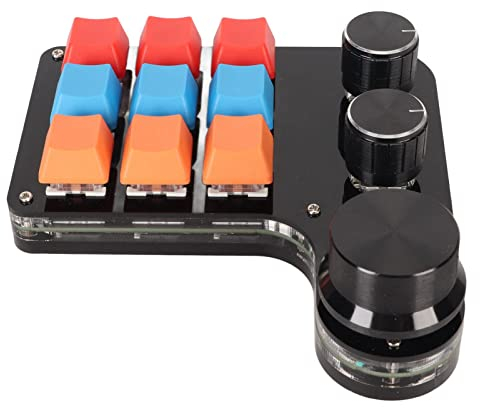 9 Tasten, 3 Knöpfe, Mechanische -Makro-Gaming-Tastatur, Anpassbare Funktion, Integrierter Speicher, Einhändig Programmierbar, für Grafikdesign, Videobearbeitung, Gaming