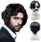 UILYNIU 3 Stück Herren Perücke Locken 70er Jahre Disco Dude Perücke Sonnenbrille Schnauzbart, Gangster Herrenperücke Schwarz, Rock Hippie Perrücke für Herren Halloween Fasching Mottoparty (Schwarz)
