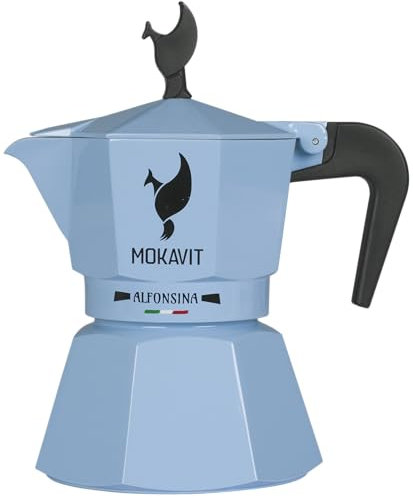 MOKAVIT Alfonsina - Cafetiere Italienne Induction 3 Tasses, Moka Italienne Compatible Tous Feux, Cafetière Italienne Induction, Cafetiere Induction, Cafetière Moka Induction - Made in Italy