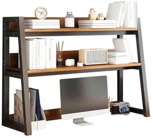FPIGSHS Desktop Hutch Shelf,2-Tier Computer Desktop Bookcase Desk Organizer Shelf for Top Multipurpose Countertop Display Storage Rack for Home Office Dorm Use (75cm/29.5in)