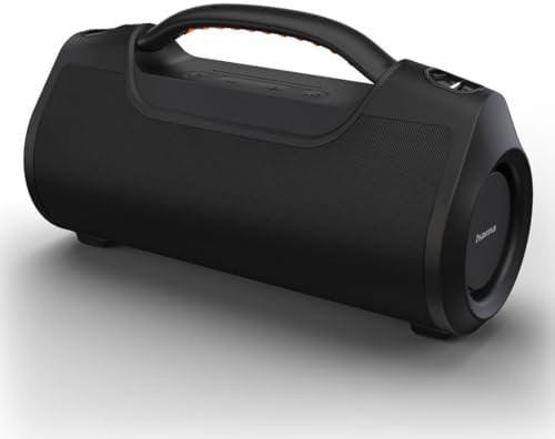 Hama Mobiler Lautsprecher kabellos (wasserdicht IPX6, Stereo, Bluetooth 5.0, tragbar, 60W, Freisprechanlage, robuste Batterie, Partys, eingebaute Powerbank, Mini Jack 3,5mm, AUX) schwarz