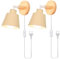 iDEGU 2 Pack Appliques Murales Rétro Vintage E27 Luminaire Industriel en Bois et Métal Réglable Lampe Murale Interieur avec Prise et Interrupteur Applique Moderne pour Chambre Salon Café (Jaune Clair)