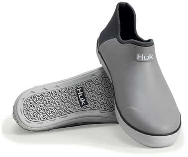 HUK - Mens Rogue Wave Waterproof Fishing & Outdoor Shoes for Men, Neoprene Lining, Non-Marking Rubber Outsole, Superior Traction, Comfortable EVA Footbed, Grey, 10