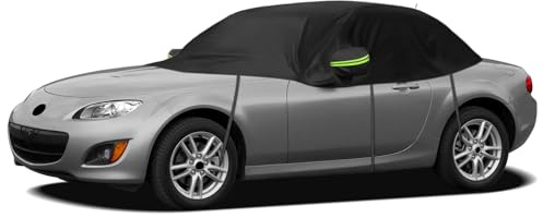 Halbe Autoabdeckung Ersatz für Mazda MX-5 Miata MK3 NC 2005-2015, Dachschutz-Autoabdeckung Wasserdicht, Halbe Garage mit Riemen, UV-beständig für jedes Wetter, Regen-Sonnen-Staubschutz
