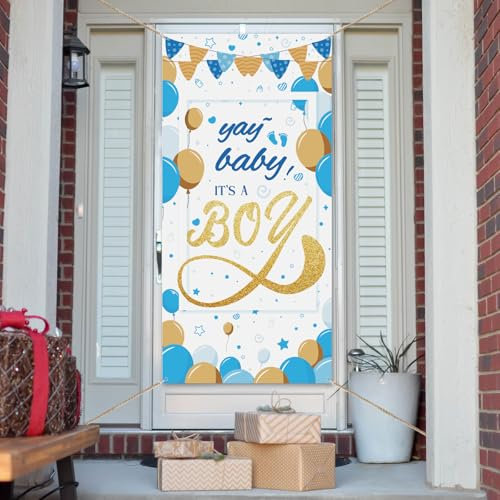 arricraft 1 Stück Party Türverkleidungsdekorationen Yay Es Ist Ein Junge Schild Banner Gender Reveal Tür Banner Hintergrundstoff Für Babyparty Partyzubehör 35.4x72.8cm
