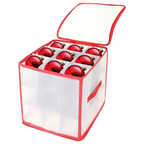 com-four® Aufbewahrungsbox für 27 Weihnachtskugeln - Christbaumschmuck-Sortierbox - Christbaumkugeln- und Weihnachtsdeko-Organizer - Aufbewahrung für Weihnachtsschmuck