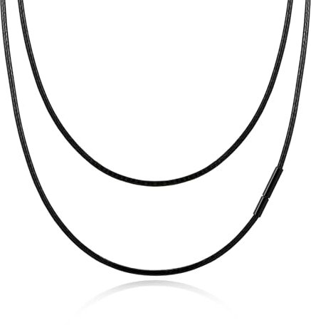 VNOX 2/3mm Halskette für Herren Lederkette mit Edelstahlverschluss Lederkette Männer Frauen Lederband Halskette Länge 40-55cm wählbar(45-2mm)