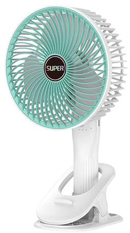 B.a.u.q.o.o. Ventilatore Portatile Ventilatore da Tavolo Con Pinza Inclinazione Regolabile Silenzioso Ricaricabile USB 3 velocità Colore Verde Idea Regalo