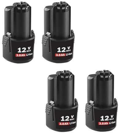 Batterie de Remplacement 3000mah 12V, Compatible avec Bosch, BAT412A BAT414 BAT411 BAT412 D-70745GOP 2607336014 Outils électriques.(4pcs)
