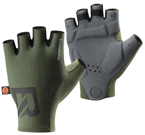 ROCKBROS Fahrradhandschuhe Fingerlos mit ergonomischer Vollpolsterung | Stoßdämpfende Radhandschuhe mit rutschfester Handfläche, atmungsaktiv für Herren & Damen, MTB, Rennrad und E-Bike