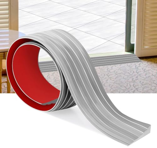 Threshold Ramps Self-Adhesive Rubber Door Threshold Ramp Wheelchair Ramps for Doorways Rubber Threshold Strip for Wheelchair, Robot Vacuum, Scooter & Stroller (Grey, 7,5cm X 1,5cm X1m)