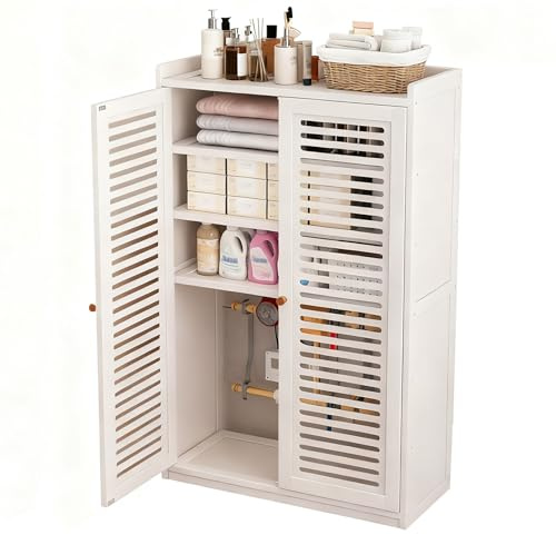 YCCYHQ Cache Radiateur en Bambou avec Étagères Réglables, Boîtier Caché pour Routeur Wi-FI pour Chambre à Coucher et Salon(White)
