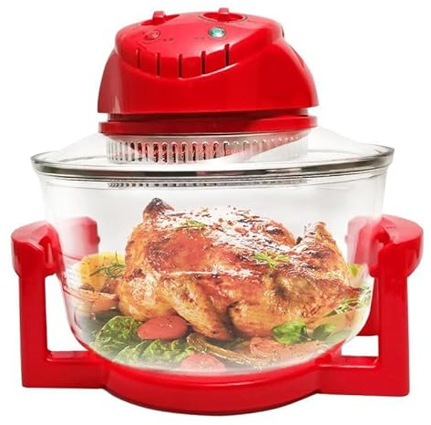 Leilaohu Halogen Oven Cooker, Glass Air Fryer with Turbo Wash Included Accessories, Halogen Oven Cooker with Extender Ring Replacement Bulb c