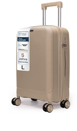 4FLY Leichter Hartschalen-Reisekoffer L - Groß 65 cm (60L) – Trolley Koffer mit TSA-Schloss, 4 Spinner-Doppelrollen & Aluminium-Teleskopgriff, Aufgabegepäck Reisegepäck