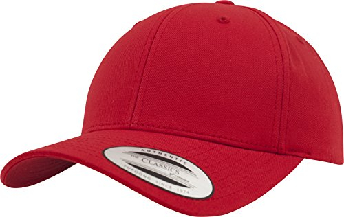 Flexfit Damen und Herren Baseball Caps Curved Classic Snapback Cap, Farbe Rot