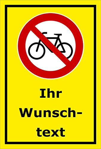Melis-Folienwerkstatt Schild Fahrräder/Radfahren verboten - Wunschtext – 45x30 cm – 3mm Aluverbund – mehrere Größen/Materialien