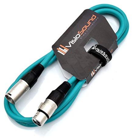 VisioSound Male to Female XLR Mic Lead/Balanced Microphone/Mic Patch Cable / 7 Colours (2m, Green)