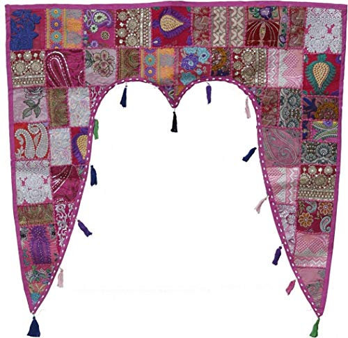 Bhawana Handicrafts Wandbehang im indischen Vintage-Stil, Sari, Boho-Stil, Wandteppich, Kunstvorhang, groß, handgefertigt, Türbehang