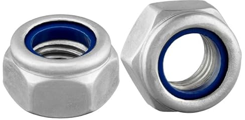Sicherungsmutter Sechskantmutter DIN 985/ISO 10511 Standard Form Edelstahl A2 V2A, Stoppmutter selbstsichernde Mutter Edelstahlmutter Sechskant Schraubenmutter (M12, 25 Stück)