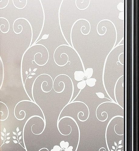 Qualsen Fensterfolie Blickdicht Sichtschutzfolie Fenster Milchglasfolie Fensterfolie Sichtschutz Fensterfolie Selbsthaftend Blickdicht Klebefolie Fenster Anti-UV, 44.3 x 300 cm