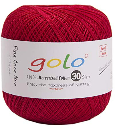 golo Häkelgarn 30 Garn zum Häkeln für handgestricktes Häkelgarn Gewinde häkeln (Hellrot-2)