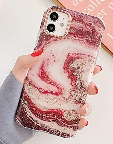 Jacyren Hülle für iPhone 7/iPhone SE 2020 Handyhülle iPhone 8 Glitter Bling Marmor Handyhüllen Silikon Ultra Dünn TPU Schutzhülle Handytasche Flexibel Case Handy Hülle iPhone 7, Treibsand Rot