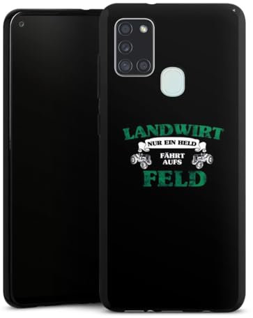 Silikon Hülle kompatibel mit Samsung Galaxy A21s Case schwarz Handyhülle Landwirtschaft Weisheiten Traktor