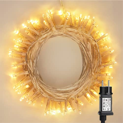 PhilzOps Weihnachtsdeko 100 LED Lichterkette Außen, 10M Warmweiß Tannenbaum Lichterkette Strombetrieben Innen 8 Modi Wasserdichte Beleuchtung für Ostern Haushalt Party Hochzeit Outdoor Garten