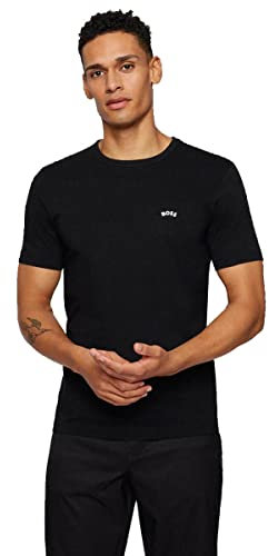 BOSS Men's Tee Curved T-Shirt, Black1, S