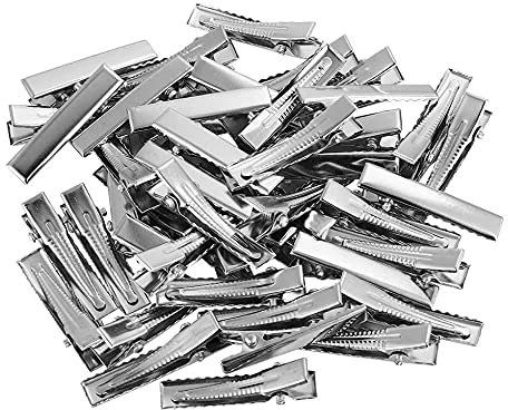 HQ-CLOUD Lot de 100 Pinces à cheveux en Crocodile, Barrette de Cheveux DIY en Métal 4 cm pour Femmes et filles - Argenté