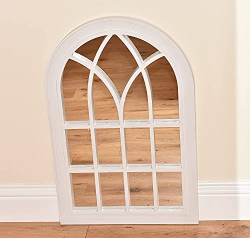 CAPRISTAR Marco duradero de 51 cm de ancho x 72 cm de alto y ligero espejo de pared para ventana, blanco cepillado (blanco rústico)
