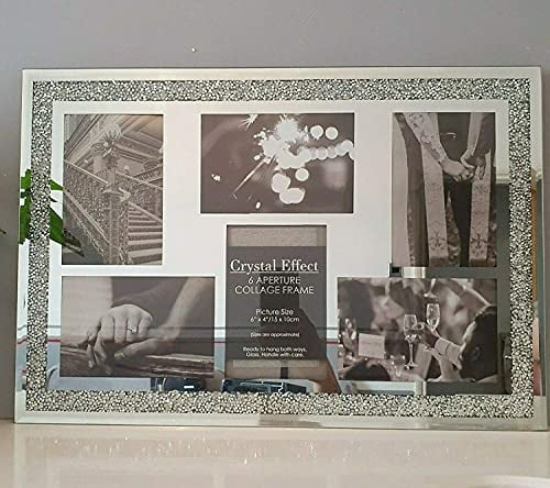 CAPRISTAR Crushed Crystals Photo Frame Silver Mirrored Crushed Jewel Crystal Diamante Picture Frame (6 Picture Frame)
