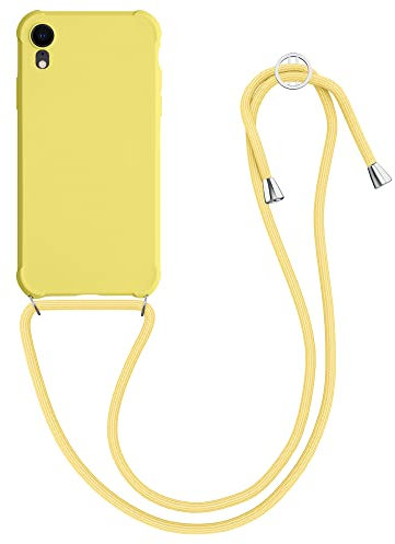 kwmobile Crossbody Case Compatible with Apple iPhone XR Case - TPU Silicone Cover with Strap - Light Yellow