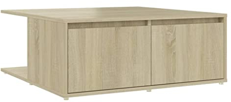 vidaXL Couchtisch mit Staufächern Schubladen Beistelltisch Wohnzimmertisch Kaffeetisch Sofatisch Teetisch Tisch Wohnzimmer Sonoma-Eiche 80x80x31cm Holzwerkstoff